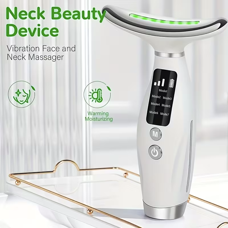 Rechargeable Facial & Neck Massager – Heated Vibration Skincare Device for Lifting Firming & Home Beauty Care Gift