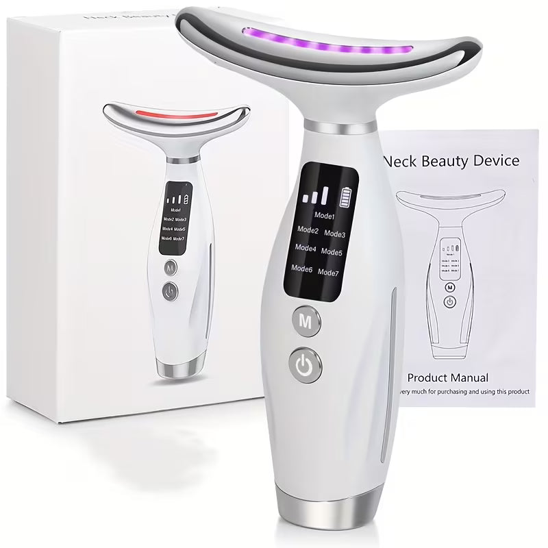 Rechargeable Facial & Neck Massager – Heated Vibration Skincare Device for Lifting Firming & Home Beauty Care Gift