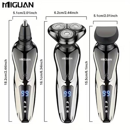 3-in-1 Electric Grooming Kit for Men – Beard Trimmer, Nose Hair Trimmer & Sideburn Shaver with Digital Display Rechargeable Travel Razor