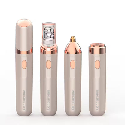 3-in-1 Women’s Epilator & Facial Hair Remover – LED Light, Cordless Rechargeable Eyebrow Trimmer & Electric Shaver