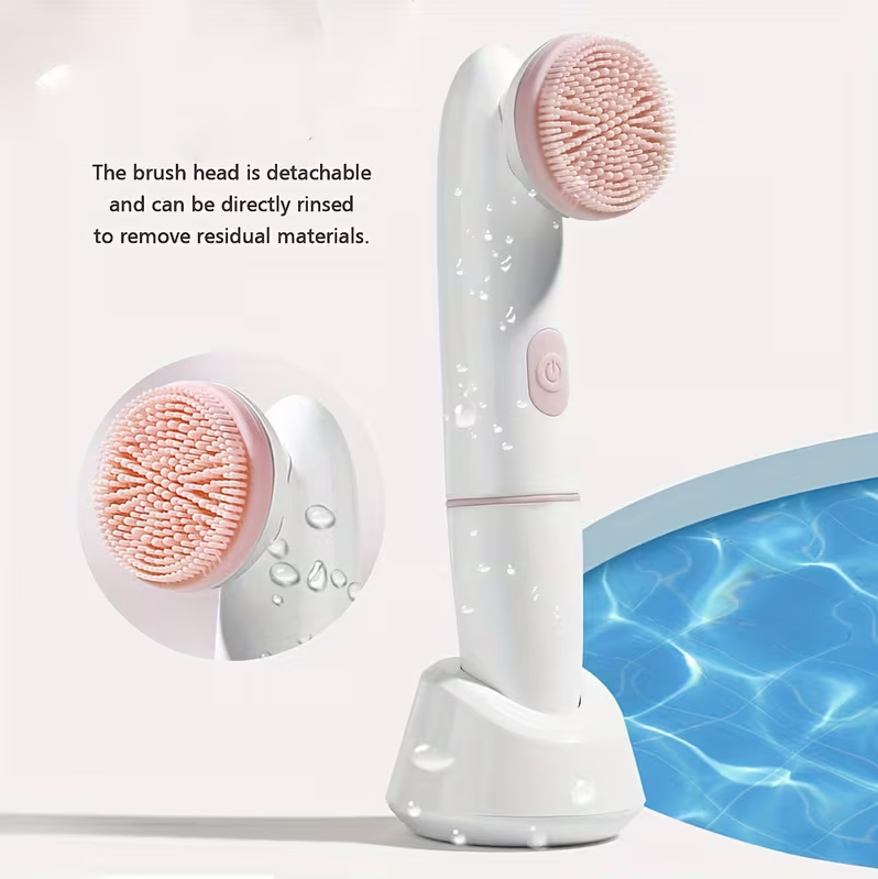 2-in-1 Electric Facial Cleansing Brush – Deep Pore Cleanser & Blackhead Remover Face Scrubber for Skincare