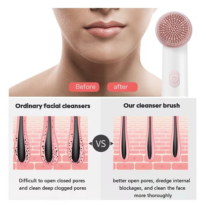2-in-1 Electric Facial Cleansing Brush – Deep Pore Cleanser & Blackhead Remover Face Scrubber for Skincare