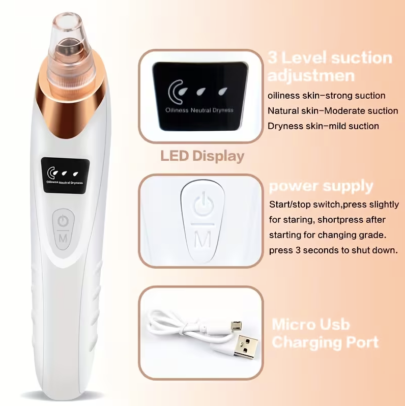 Electric Blackhead Remover Vacuum – Facial Pore Cleanser & Acne Suction Device for Deep Skin Cleaning