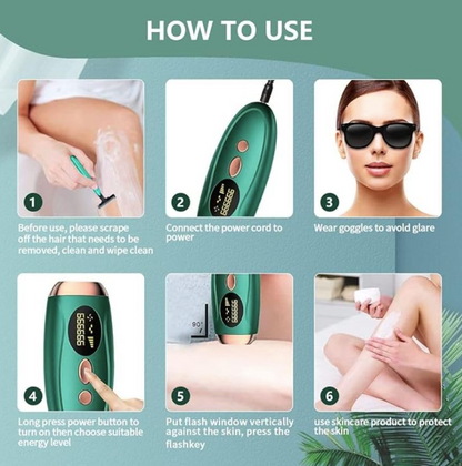Portable IPL Laser Epilator 999999 Flashes - Painless, Permanent Hair Removal for Women’s Body and Bikini Line