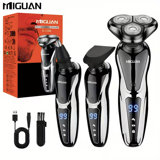 3-in-1 Electric Grooming Kit for Men – Beard Trimmer, Nose Hair Trimmer & Sideburn Shaver with Digital Display Rechargeable Travel Razor