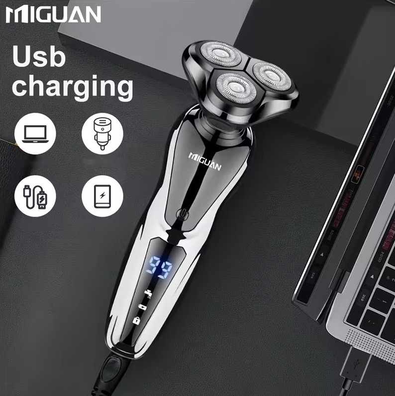 3-in-1 Electric Grooming Kit for Men – Beard Trimmer, Nose Hair Trimmer & Sideburn Shaver with Digital Display Rechargeable Travel Razor