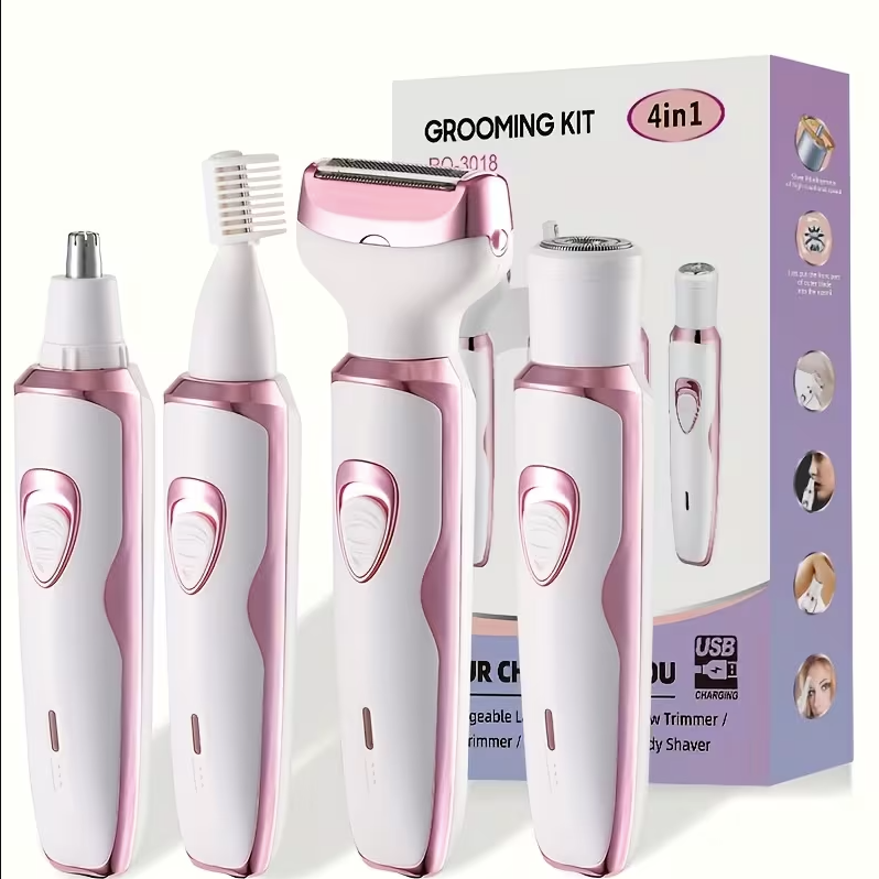 Rechargeable Women’s Electric Shaver & Grooming Kit – Painless Facial, Bikini, Leg & Underarm Hair Remover Portable Razor