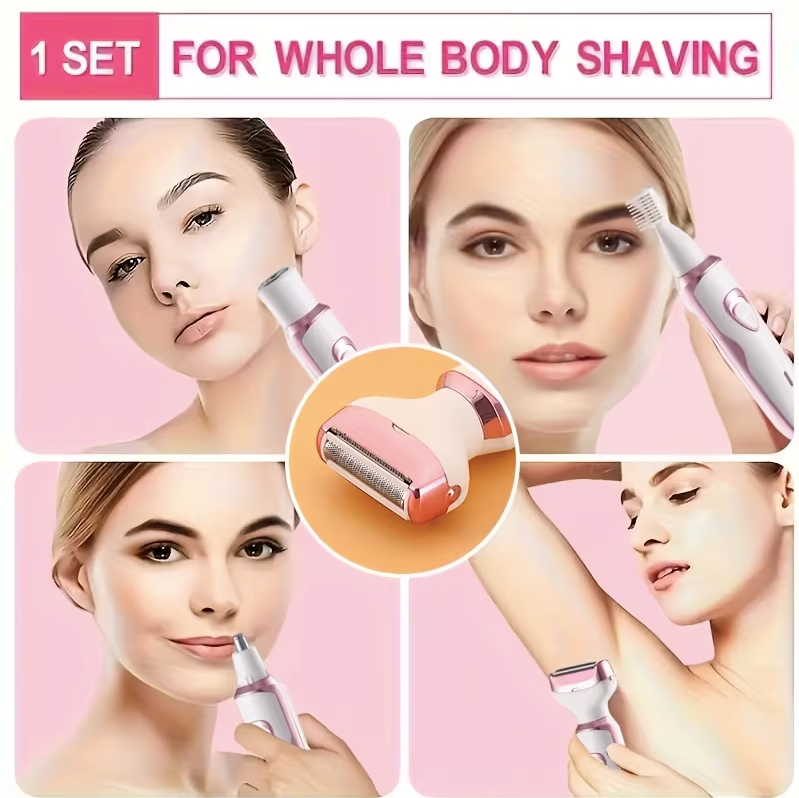 Rechargeable Women’s Electric Shaver & Grooming Kit – Painless Facial, Bikini, Leg & Underarm Hair Remover Portable Razor