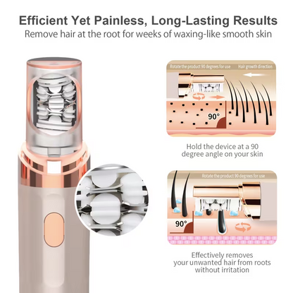 3-in-1 Women’s Epilator & Facial Hair Remover – LED Light, Cordless Rechargeable Eyebrow Trimmer & Electric Shaver