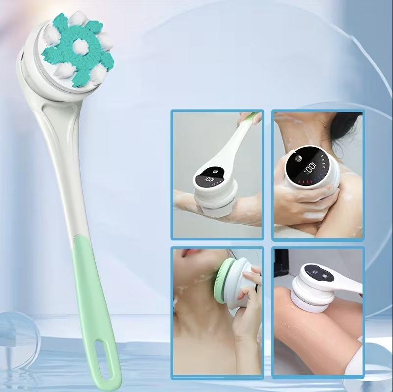 Electric Body Brush for Shower – 5-in-1 Rechargeable Back Scrubber, Deep Cleansing & Exfoliation Device