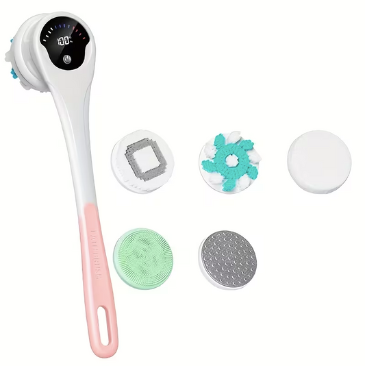 Electric Body Brush for Shower – 5-in-1 Rechargeable Back Scrubber, Deep Cleansing & Exfoliation Device
