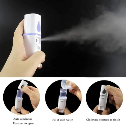 Facial Steamer Humidifier – Portable USB Rechargeable Face Mist Sprayer for Deep Cleansing & Hydration