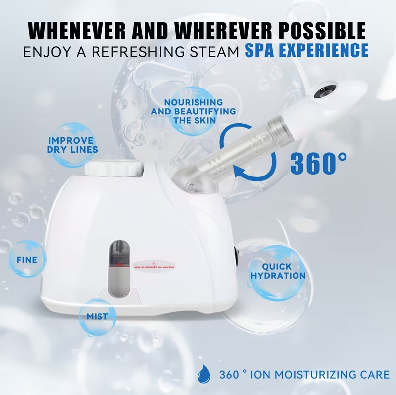 Facial Steamer with Adjustable Nozzle – Deep Cleansing Face Sauna with Essential Oil Box & Auto Shut-Off