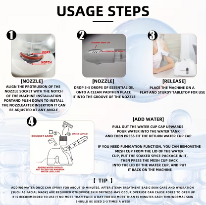 Facial Steamer with Adjustable Nozzle – Deep Cleansing Face Sauna with Essential Oil Box & Auto Shut-Off