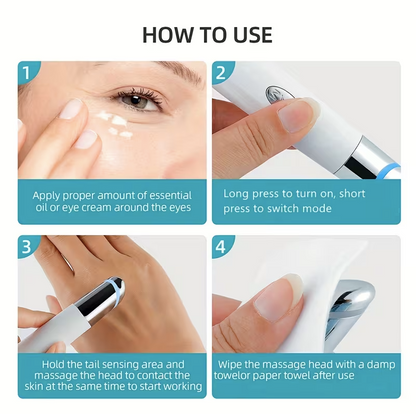 Heated Eye Massager Pen – Rechargeable Eye Lift Wand for Dark Circles, Puffy Eyes & Anti-Aging Skincare
