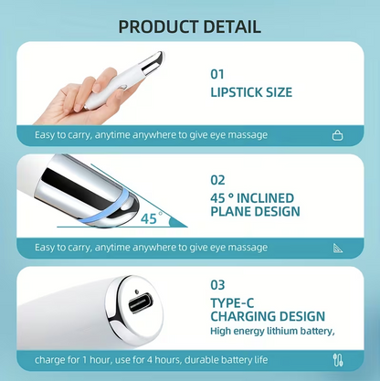 Heated Eye Massager Pen – Rechargeable Eye Lift Wand for Dark Circles, Puffy Eyes & Anti-Aging Skincare