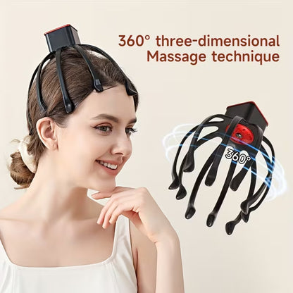 Rechargeable Electric Octopus Scalp Massager – 3 Speed Portable Head Massager for Stress Relief & Hair Care